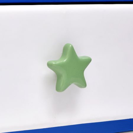 Green Ceramic Star Cabinet Knobs for Nursery